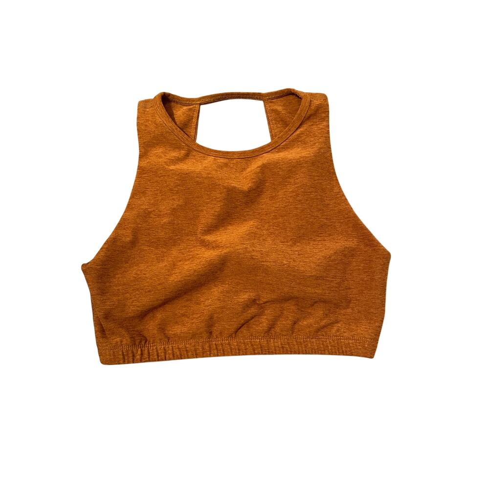 Beyond Yoga Women's Sport Bra High Neck Racerback Open Back Rust Orange Size S